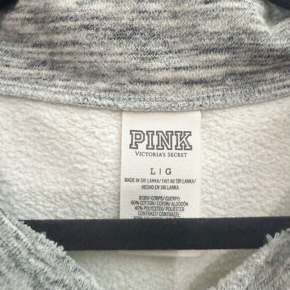Pink Victoria's Secret Grey Pullover Long Sleeve Sweater 1/4 Zip Women's Large - Picture 3 of 6
